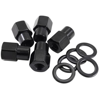 0.550" Shank Open Black Wheel Nuts - M12 x 1.25mm Pack of 5, Washer Seat with Shank