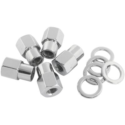 0.550" Shank Open Chrome Wheel Nuts - 1/2-20" Pack of 5, Washer Seat with Shank