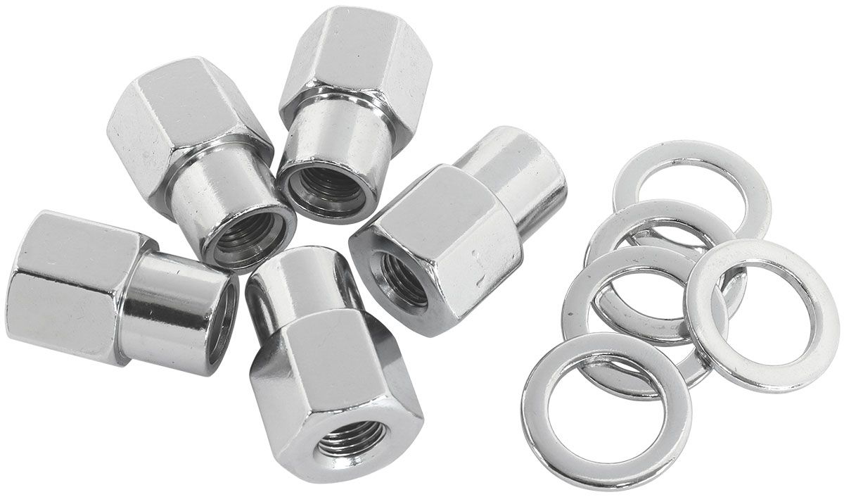 0.550" Shank OpenChrome Wheel Nuts - M12 x 1.25mm Pack of 5, Washer Seat with Shank