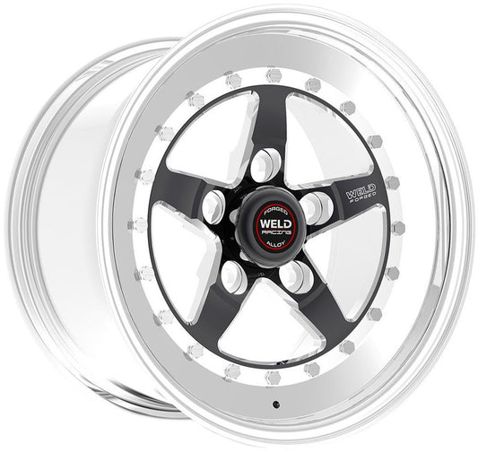 WeldStar RT 15" x 8" Wheel, Polished with Black Center 5 x 4.75 Bolt Circle with 4.5" Backspace