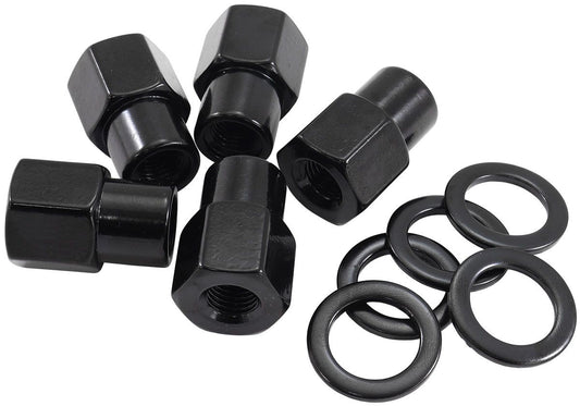 0.550" Shank Open Black Wheel Nuts - M12 x 1.50mm Pack of 5, Washer Seat with Shank