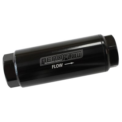 Aeroflow 60 Micron Pro Filter - Black -8AN ORB Inlet/Outlet Ports, 3-1/2" x 1-1/4"