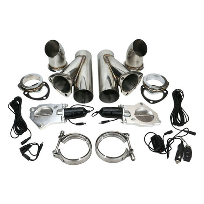 Proflow Dual Exhaust Cutouts, Electric, Aluminium, Bolt On, 3.0 in. Diameter, Stainless Steel Tubing, Kit