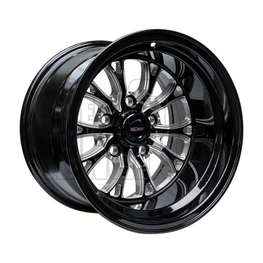 OUTLAW DRAG INTENSITY 15x7 - 4"BS  GLOSS BLACK MILLED