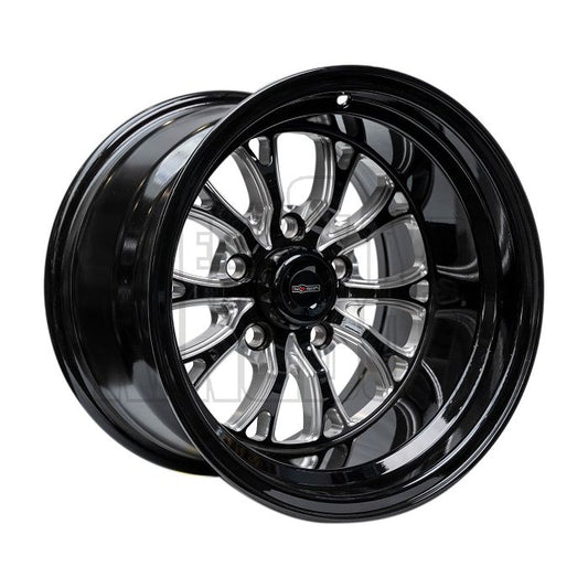 OUTLAW DRAG INTENSITY 15x8- 3"BS  DEEP - GLOSS BLACK MILLED