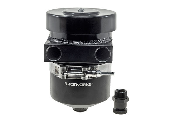 1L BREATHER TANK WITH DRAIN TAP BLACK -STRAIGHT PORTS