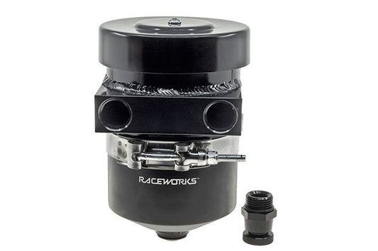 1L BREATHER TANK WITH DRAIN TAP BLACK -STRAIGHT PORTS