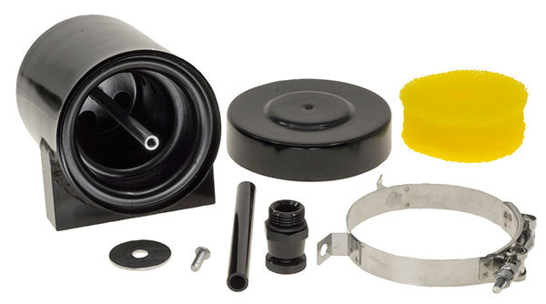 1L BREATHER TANK WITH DRAIN TAP BLACK -STRAIGHT PORTS