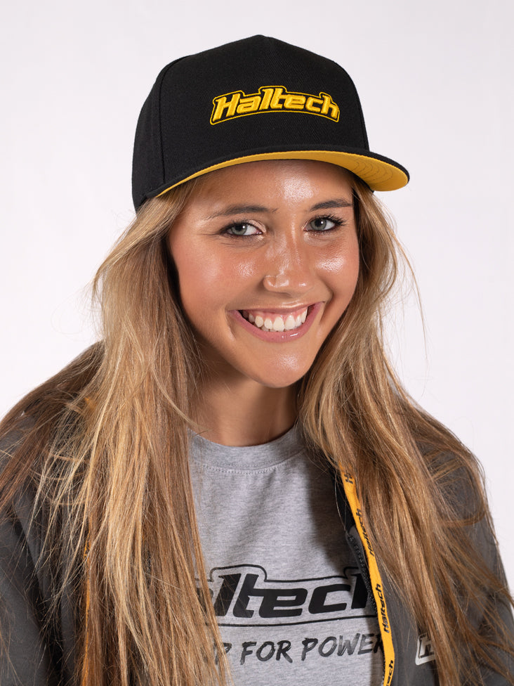 Haltech Snapback Cap Black with Yellow Logo