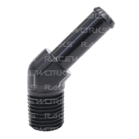 Raceworks Barb - NPT Male to Barb 45 Degree