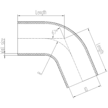 SILICONE HOSE 67 DEGREE ELBOW
